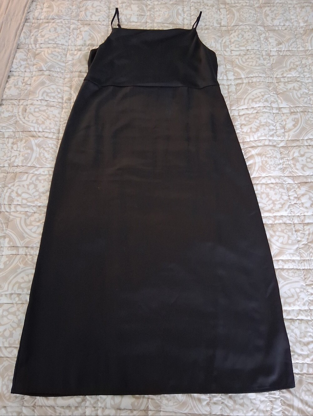 Old Navy Black Satin Maxi Slip Dress with Spaghetti Straps